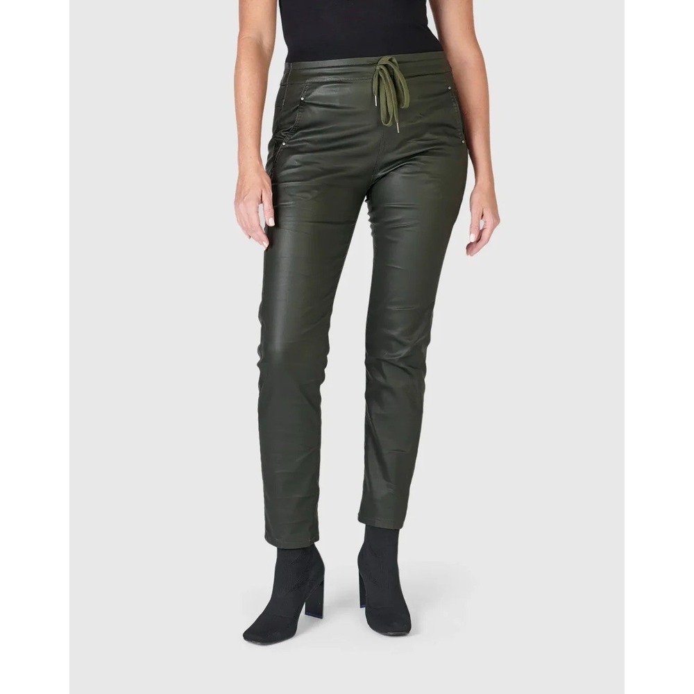NEW $288 Alembika Iconic Stretch Jeans Forest Green US 14-16 Alembika Size 5